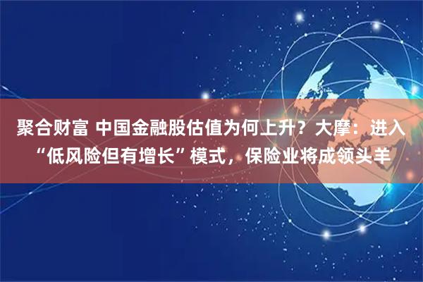 聚合财富 中国金融股估值为何上升？大摩：进入“低风险但有增长”模式，保险业将成领头羊